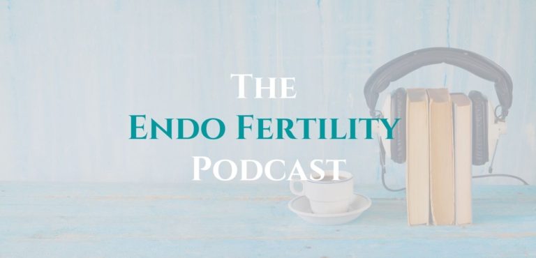Headphones, books and warm drink to listen to Endo Fertility podcast
